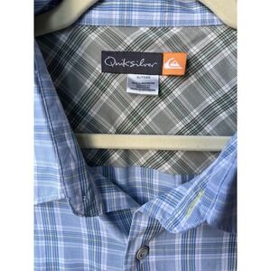 Baby Blue & Yellow Plaid Men's Short Sleeve Quicksilver Shirt SizeXL Hunt Fish